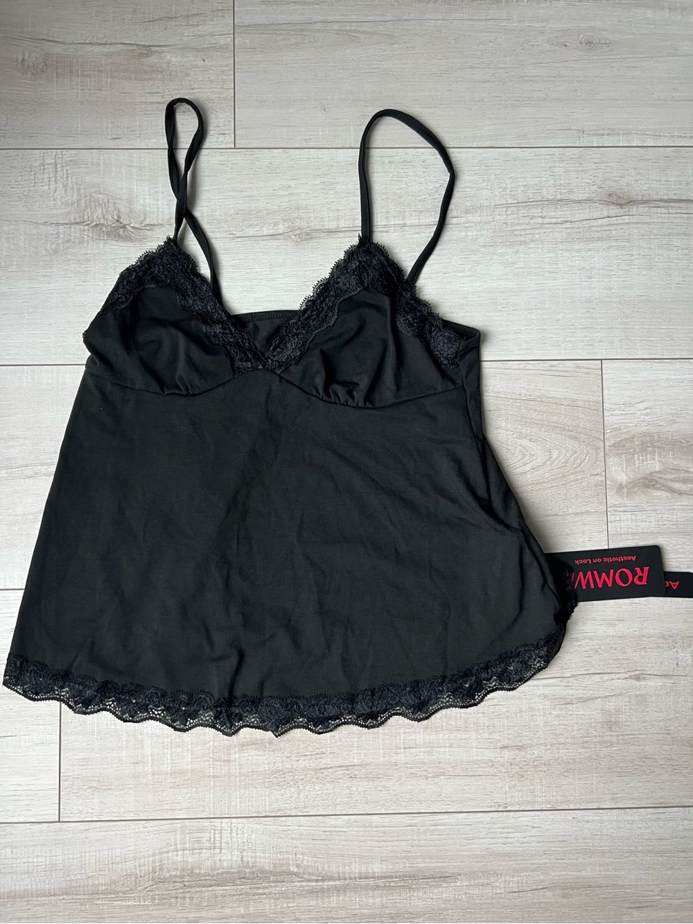 ROMWE Fairycore Spaghetti Strap Lace Patchwork Camisole
